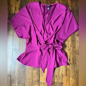 Express Fuchsia Wrap Peplum Top